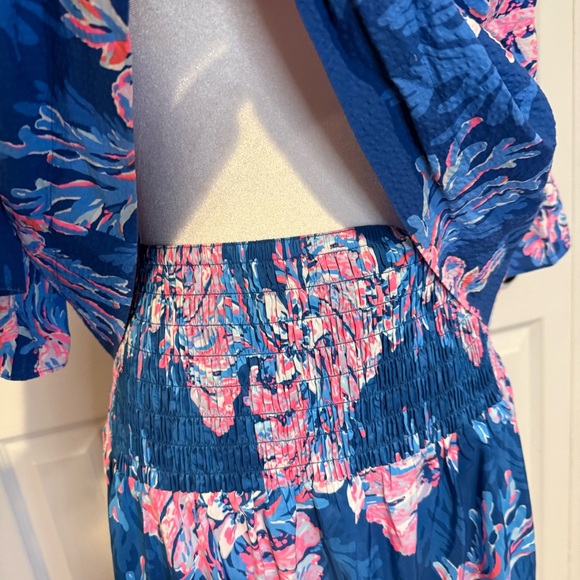 Lilly Pulitzer, 2 Piece Set Croix Top & Deavan Midi Skirt Blue Pink, Size L - Picture 7 of 15